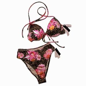 NWT Victoria's Secret Pink | Push Up Leopard Bikini